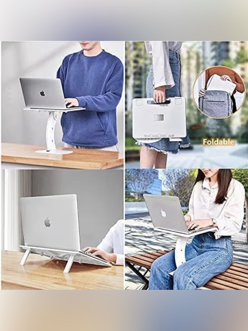 145- Adjustable Portable Laptop Stand - Silver/White